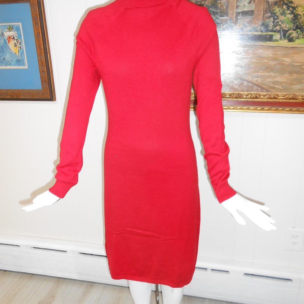 Champs Woman's Red Sweater long sleeve Turtleneck Dress Size Small